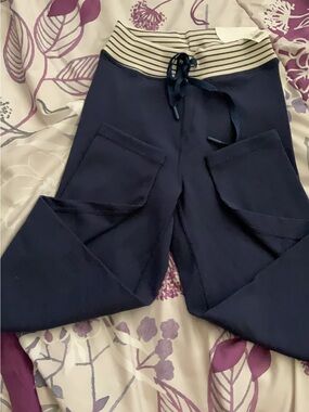 Kids Navy Jogger Sweatpants with Striped Waistband